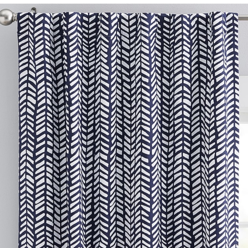 Pottery Barn broken arrow cotton black out curtain.